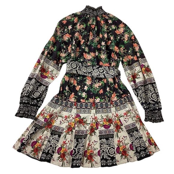 NWT Alice + Olivia Size 6 Janis Floral Mock Neck Mini Dress Dream Castle Multi - Picture 7 of 13